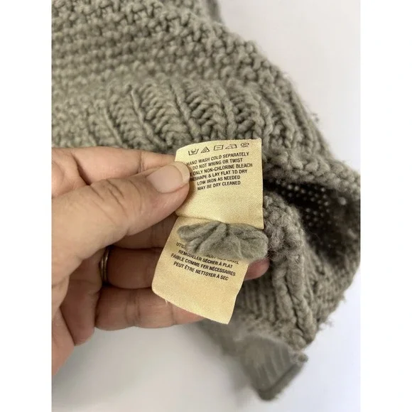 Anthropologie Moth Ribbed Chunky Pullover Turtleneck Sweater fisherman XS - Picture 4 of 10